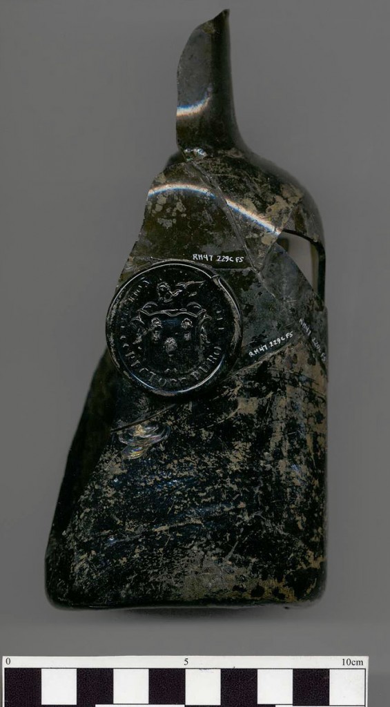 Bottle stamped with Isaac Royall's personal seal